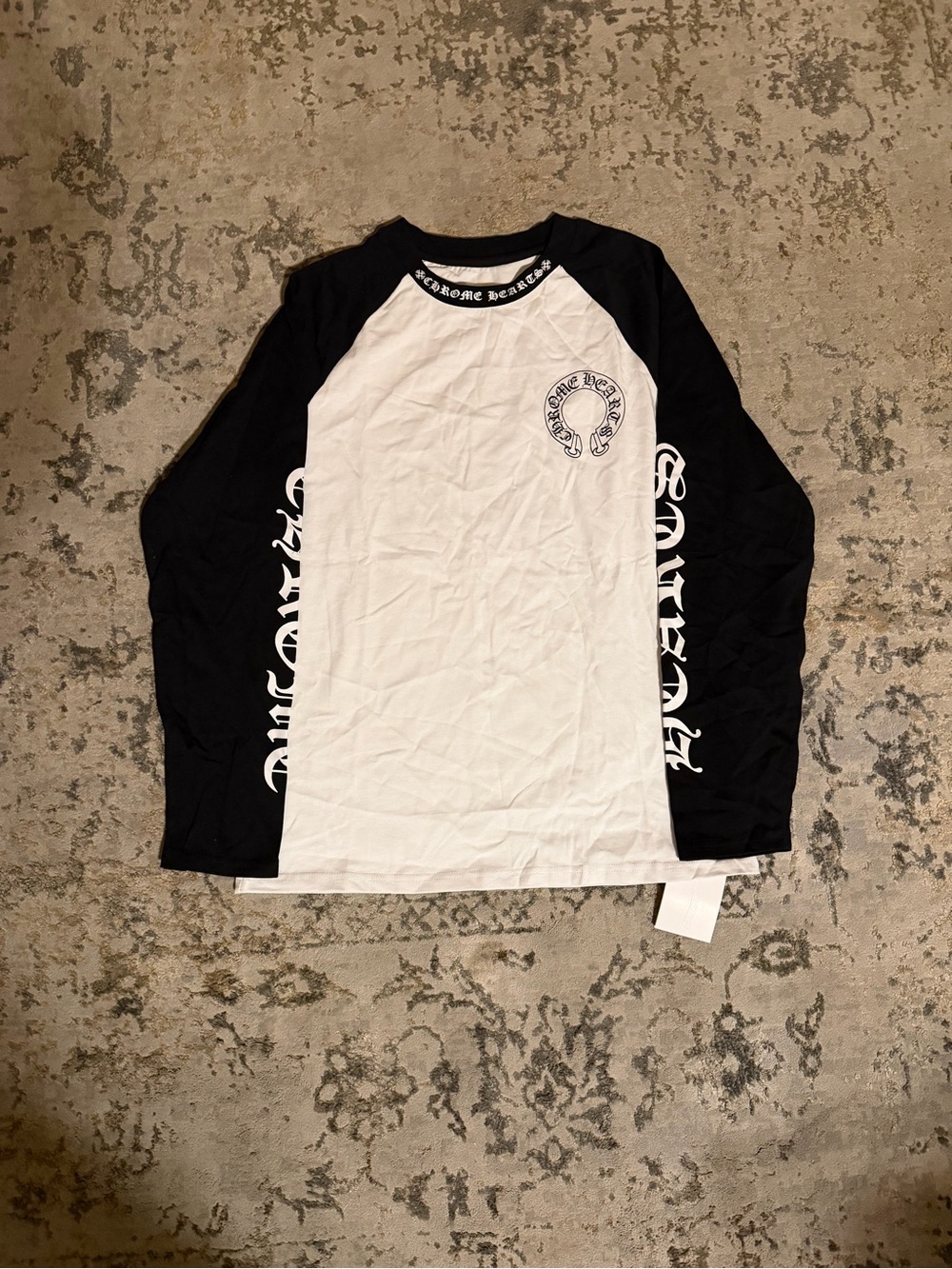 Chrome Hearts Black & White Raglan Long-Sleeve Graphic Tee